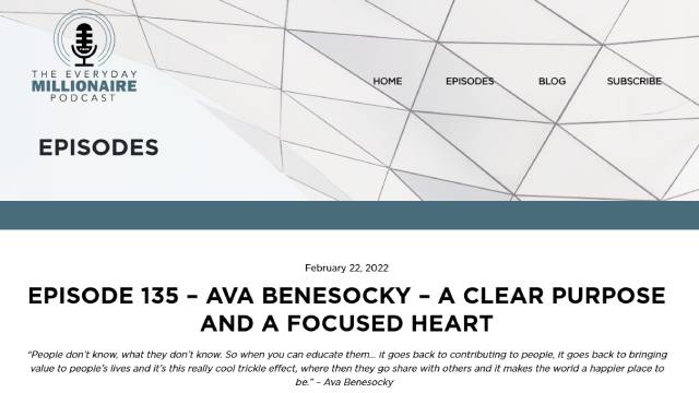 Episode 135 – Ava Benesocky – A Clear Purpose and a Focused Heart
